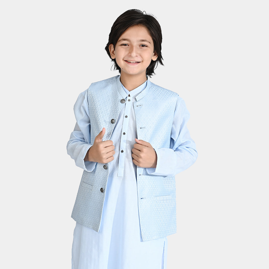 Boys Poly Viscose Waistcoat (BLENDED)-L/BLUE