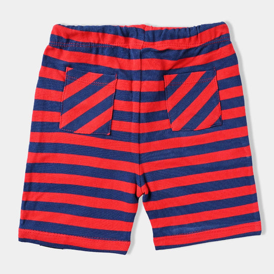 Infant Boys Cotton PK Knitted Short Athletic-F. Scarlet