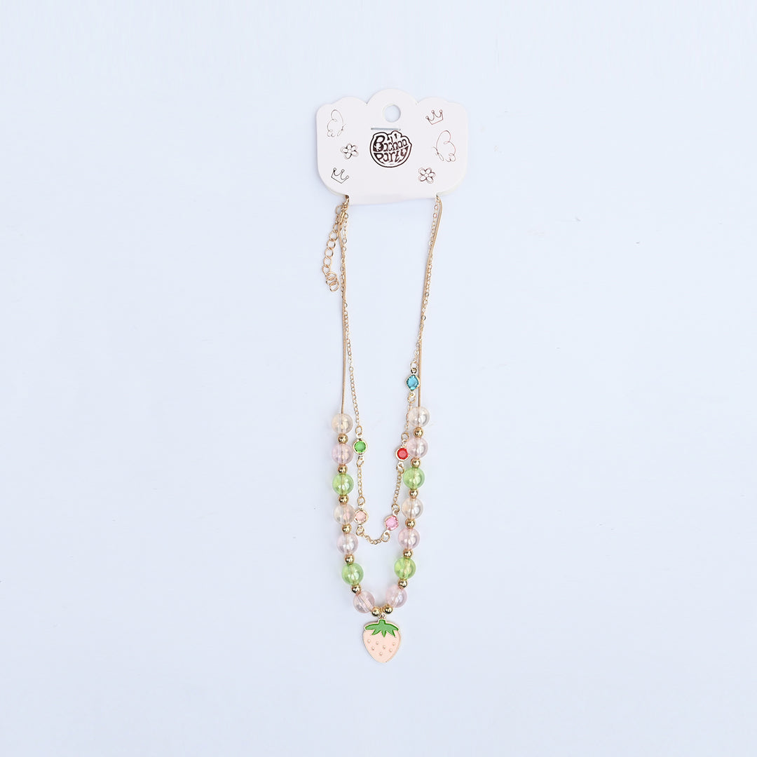 2-in-1 Chain Beads Strawberry Pendant Necklace