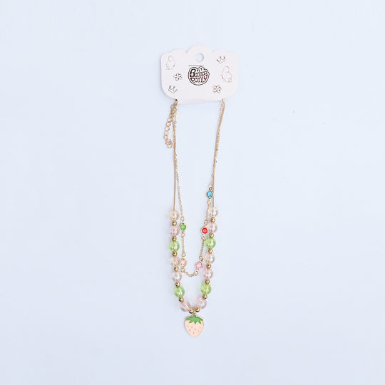 2-in-1 Chain Beads Strawberry Pendant Necklace