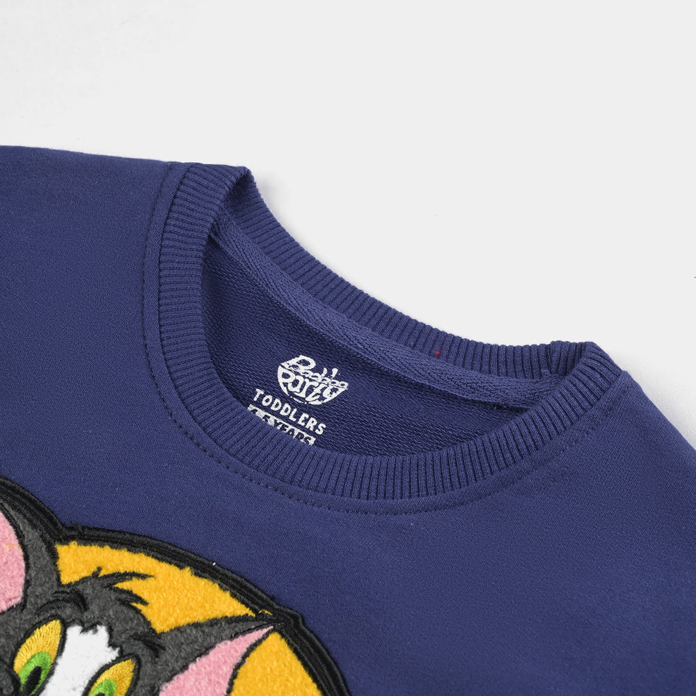 Boys Cotton Terry Sweatshirt Character-Navy Blue