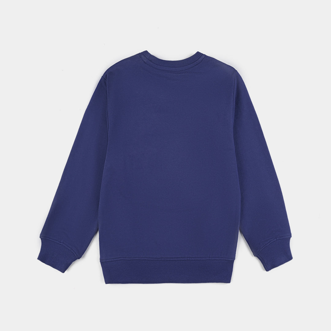 Boys Cotton Terry Sweatshirt Character-Navy Blue