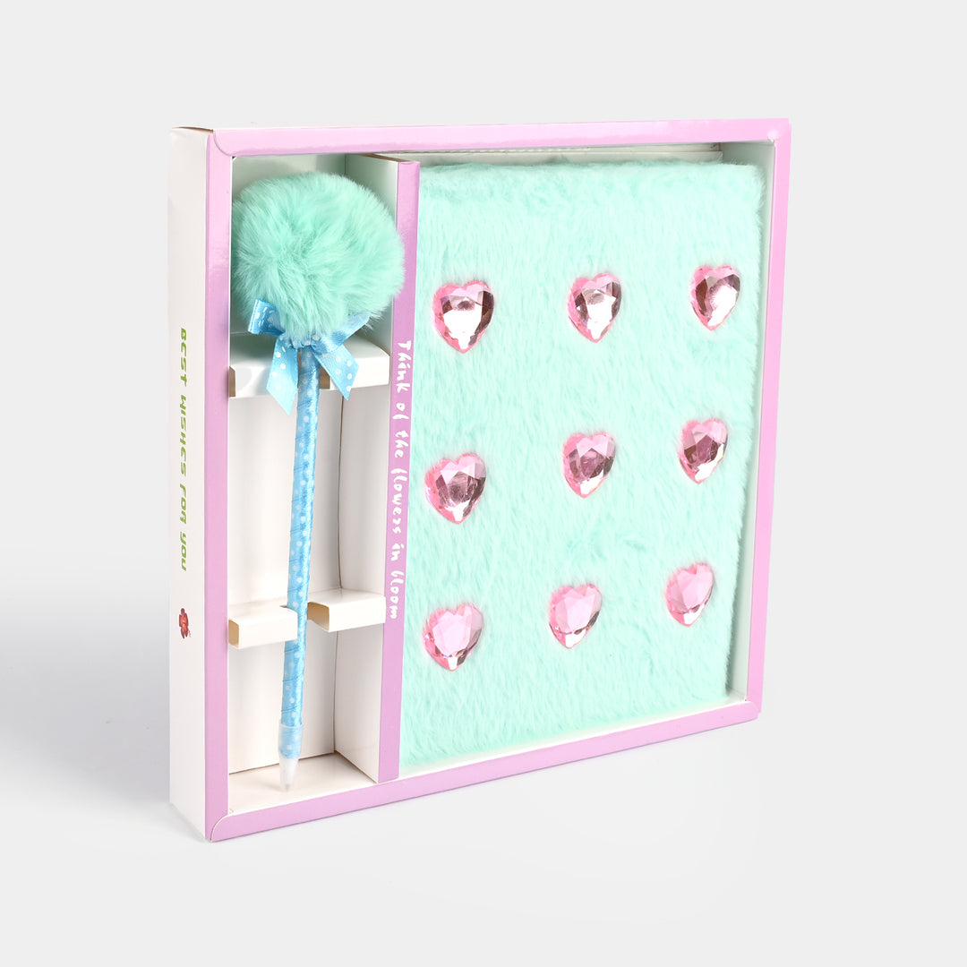 Diary Notebook Set with Pom-Pom Pen