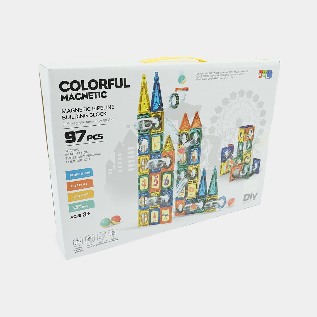Colorful Magnetic Pipeline Building Block Set (97 PCS)