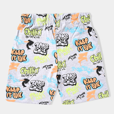 Boys Slub Jersey Short Keep It Fun-Grey