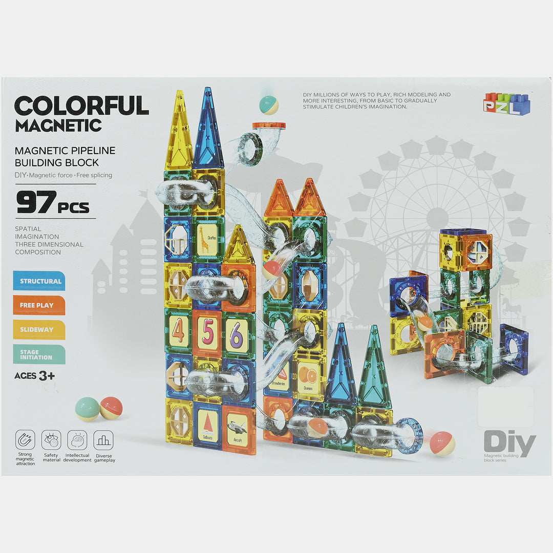 Colorful Magnetic Pipeline Building Block Set (97 PCS)