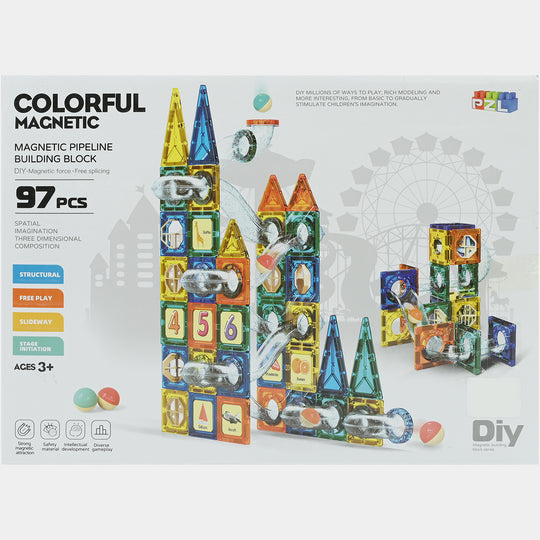 Colorful Magnetic Pipeline Building Block Set (97 PCS)