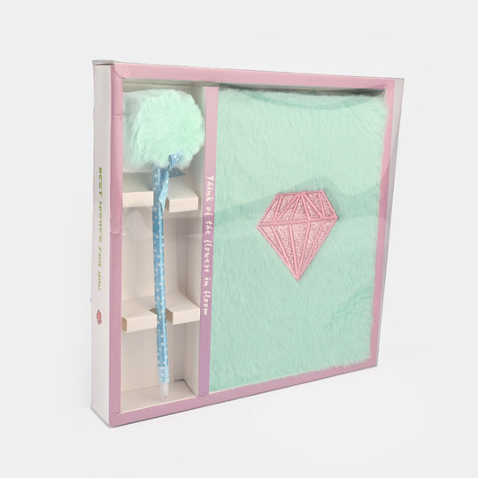 Diary Notebook Set with Pom-Pom Pen