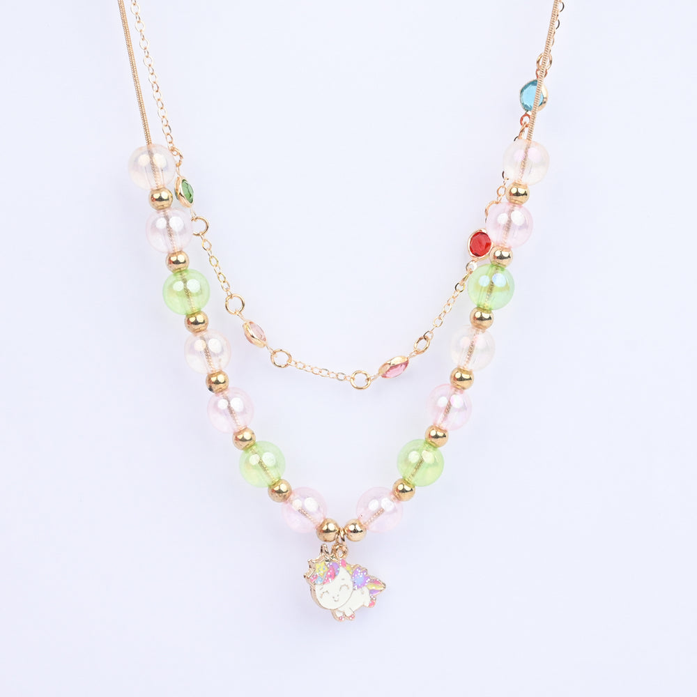 2-in-1 Chain Beads Pendant Necklace