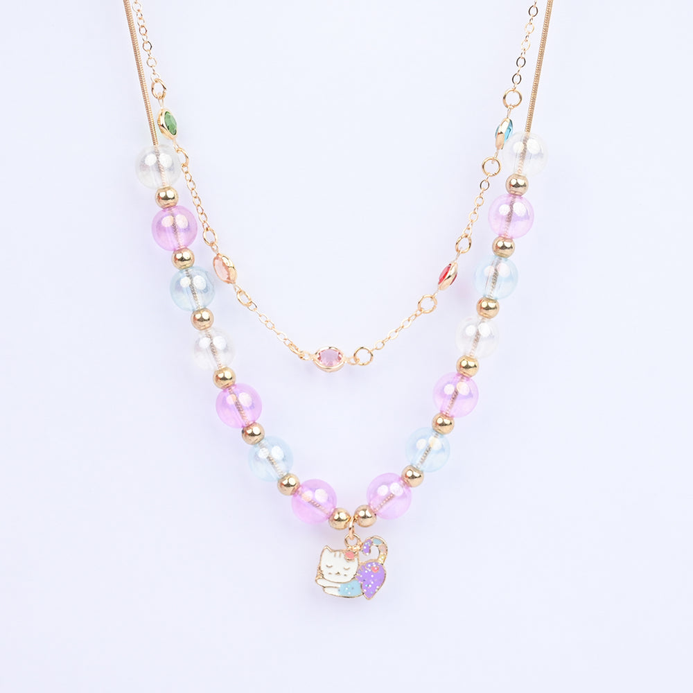 2-in-1 Chain Beads Pendant Necklace