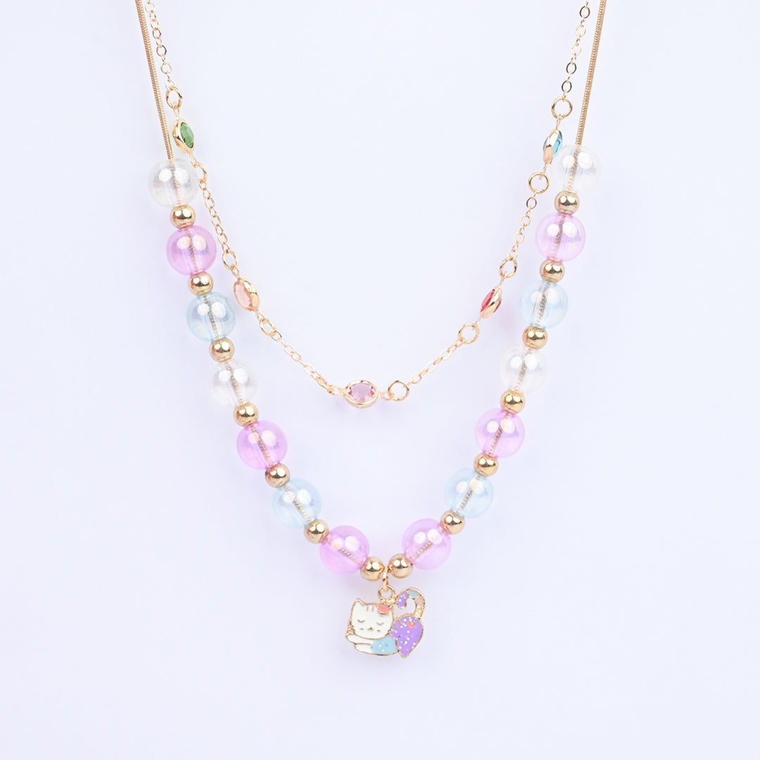 2-in-1 Chain Beads Pendant Necklace