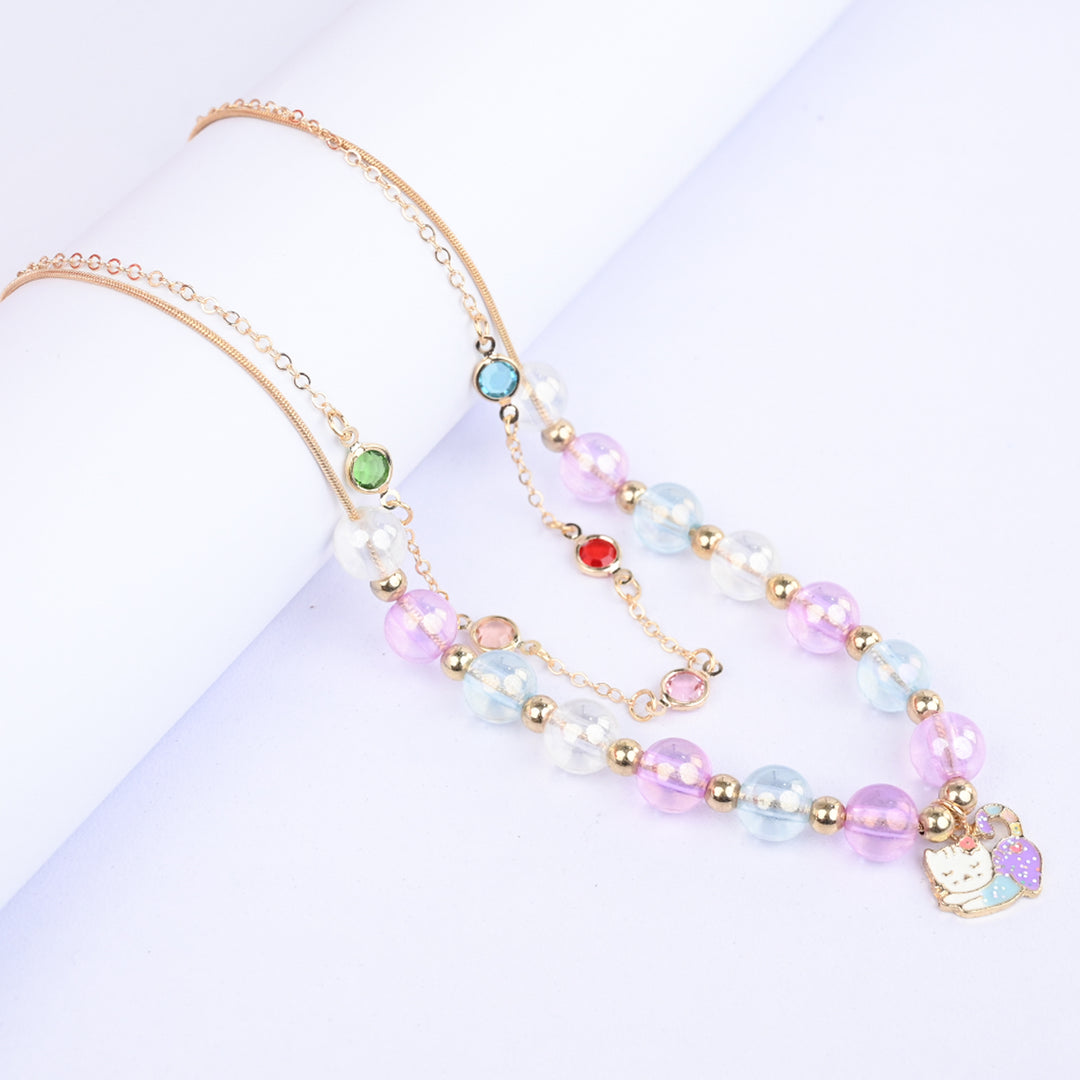 2-in-1 Chain Beads Pendant Necklace
