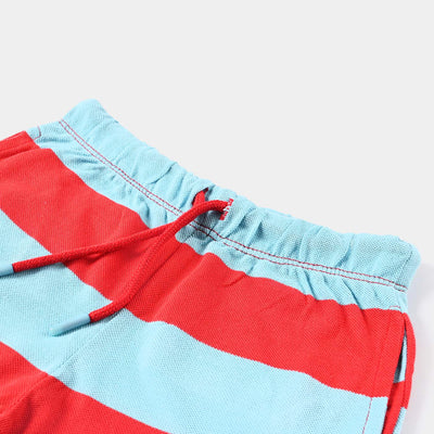 Boys Cotton PK Pique Short Score Again-F. Scarlet