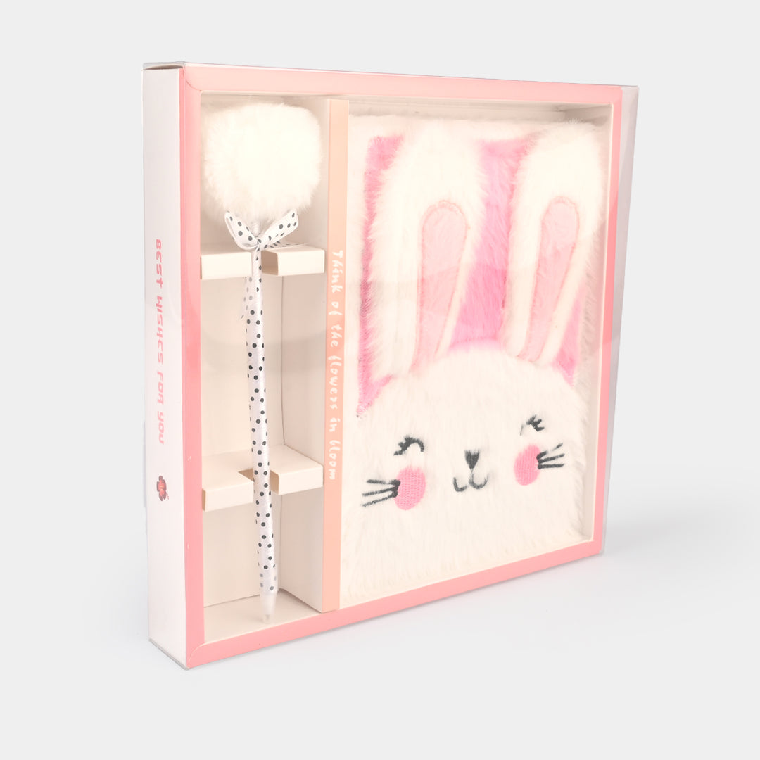 Diary Notebook Set with Pom-Pom Pen