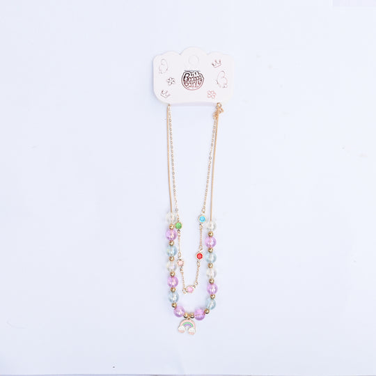 2-in-1 Chain Beads Rainbow Pendant Necklace