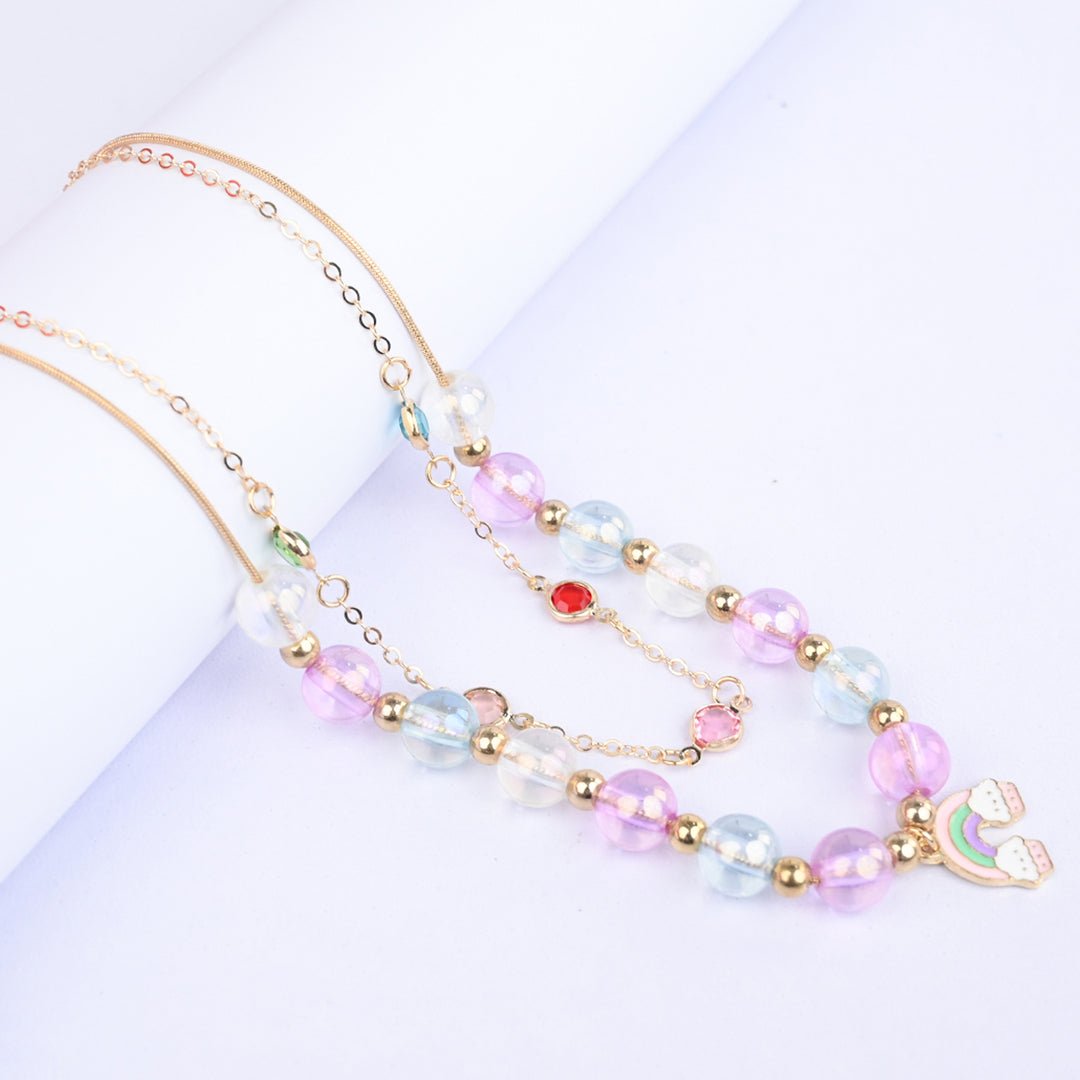 2-in-1 Chain Beads Rainbow Pendant Necklace