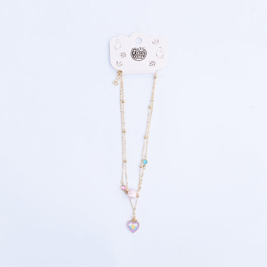 2-in-1 Chain Beads Heart Pendant Necklace