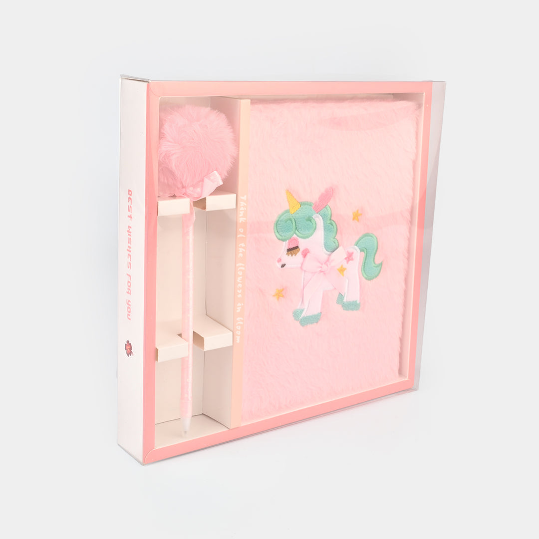 Diary Notebook Set with Pom-Pom Pen