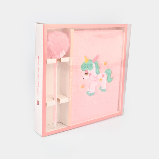 Diary Notebook Set with Pom-Pom Pen