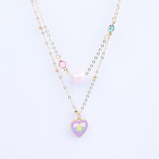 2-in-1 Chain Beads Heart Pendant Necklace