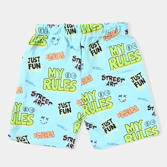 Boys Cotton Terry Short My Rules-T. Turquoise