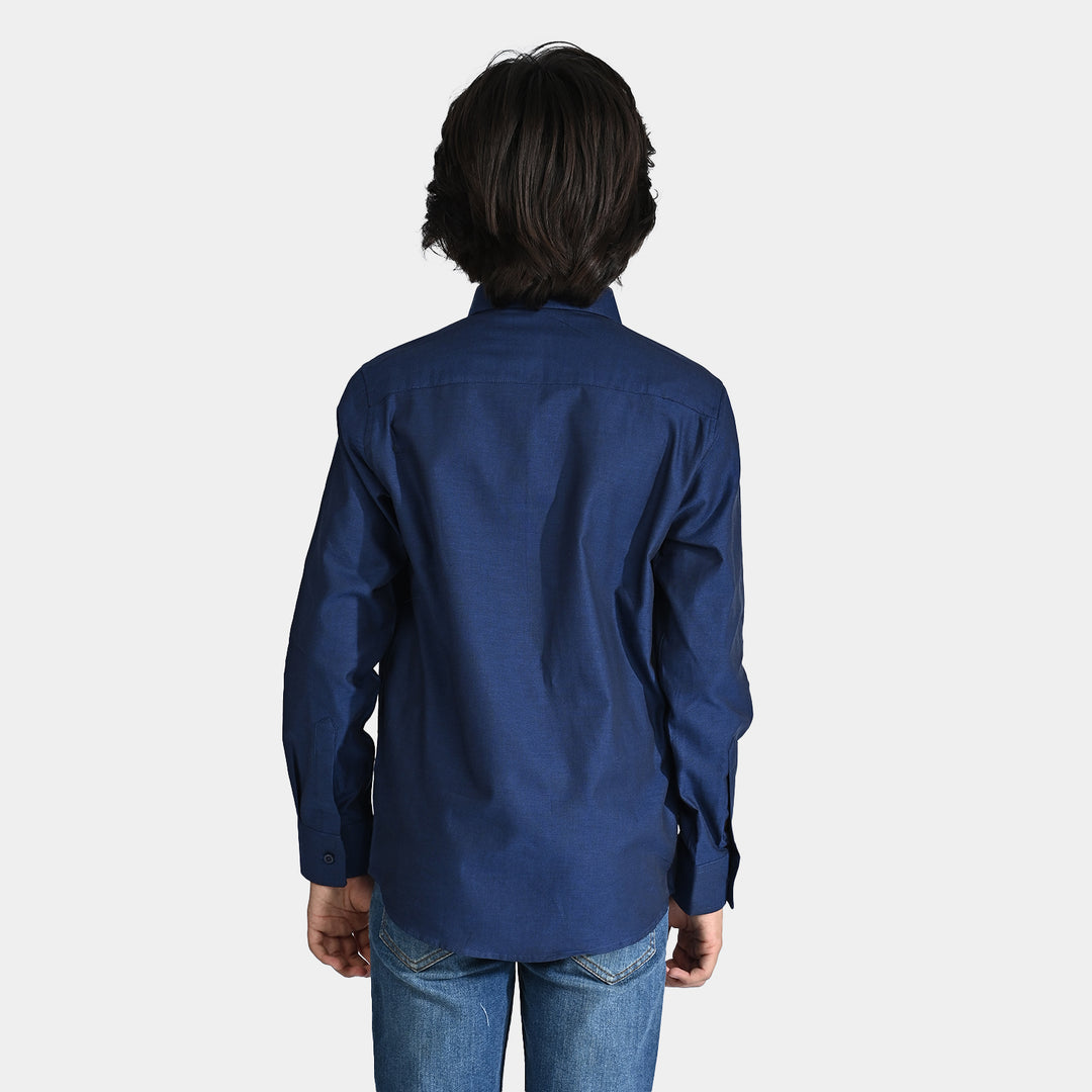 Boys Oxford Formal Shirt-D/Blue