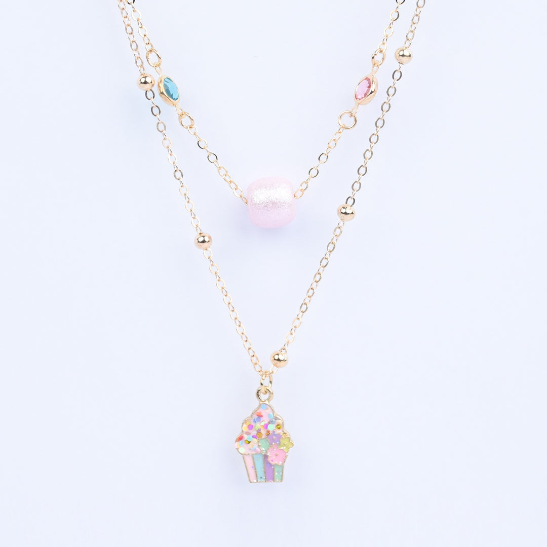 2-in-1 Chain Beads Ice Cream Pendant Necklace