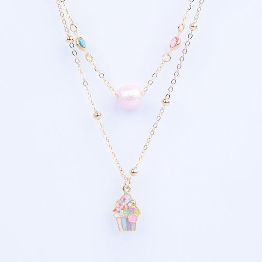 2-in-1 Chain Beads Ice Cream Pendant Necklace