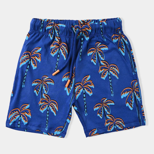 Boys Slub Jersey Short Palm Trees-True Navy