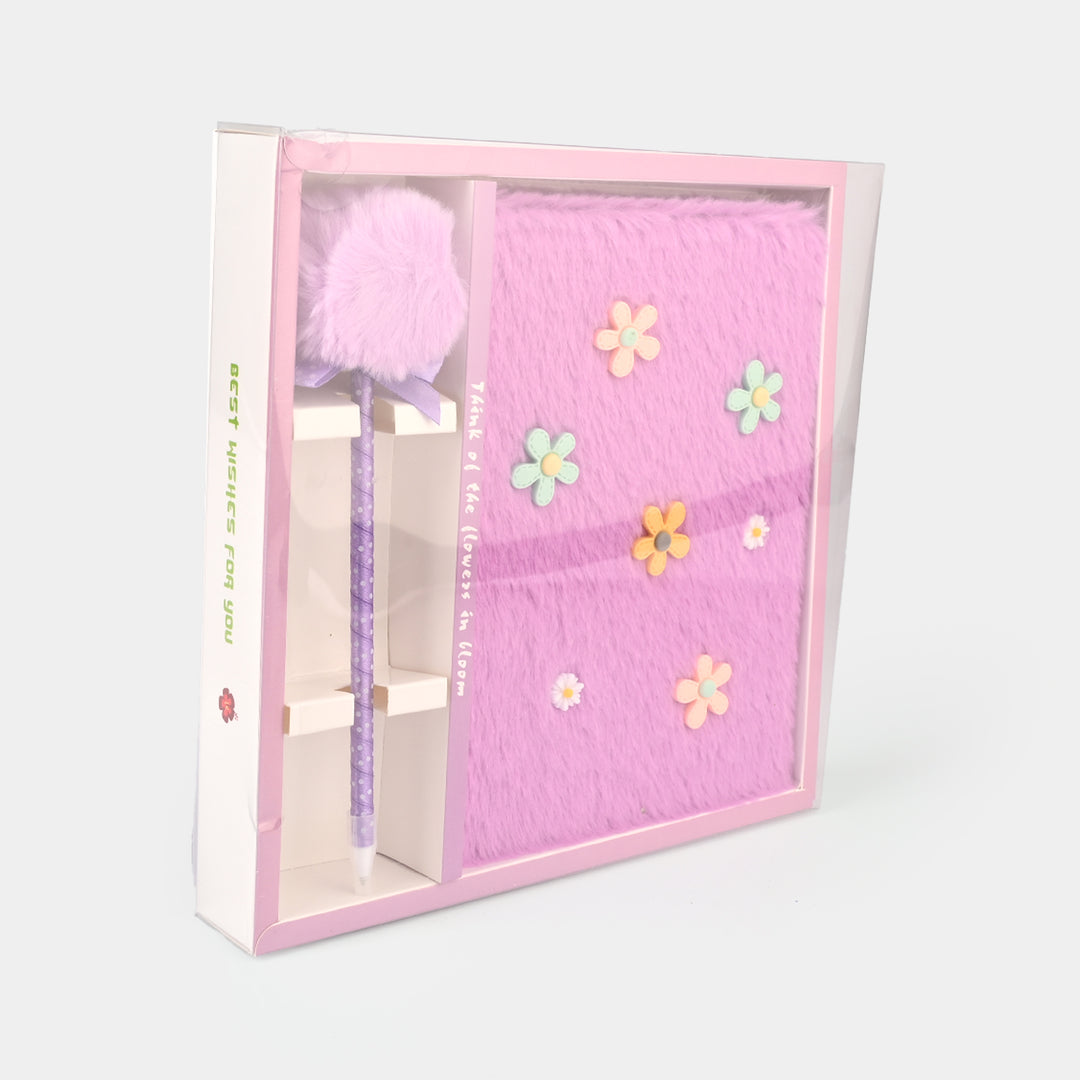 Diary Notebook Set with Pom-Pom Pen