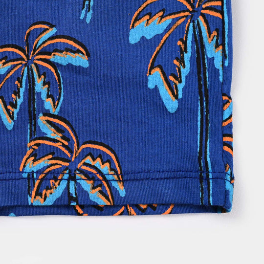 Boys Slub Jersey Short Palm Trees-True Navy