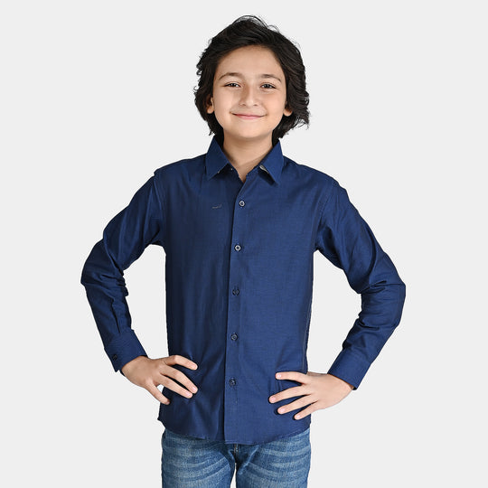 Boys Oxford Formal Shirt-D/Blue