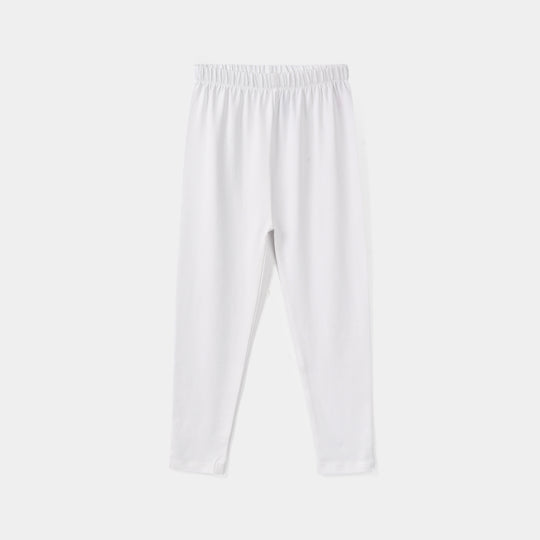 Girls Jersey/Terry Basic Tights-White