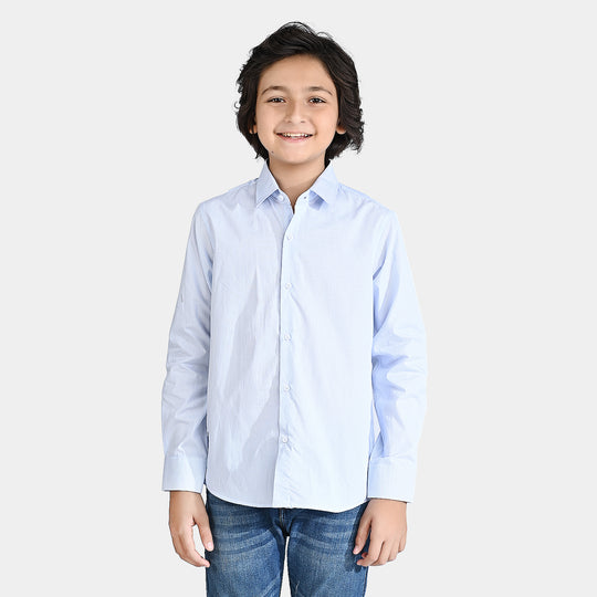 Boys Yarn Dyed Formal Shirt-Light Blue