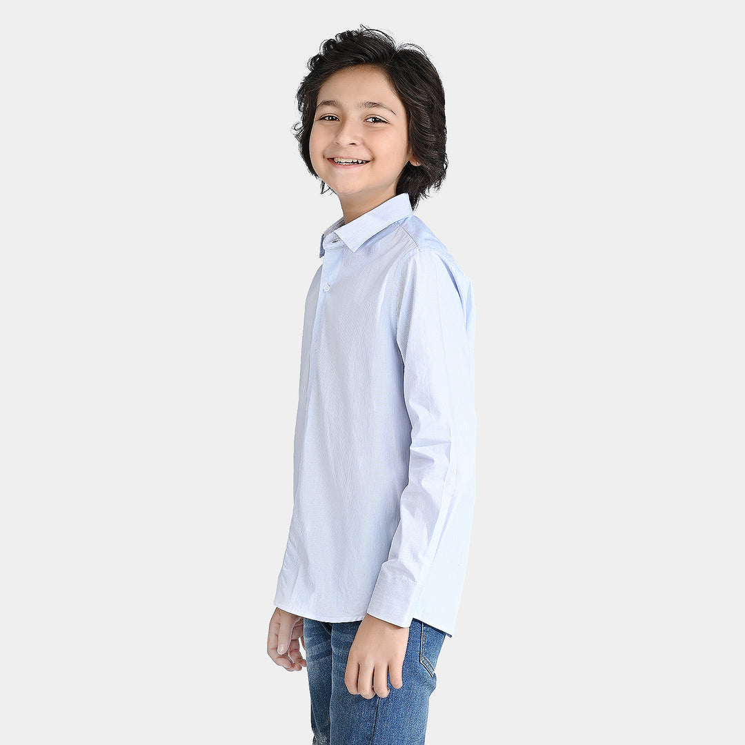 Boys Yarn Dyed Formal Shirt-Light Blue