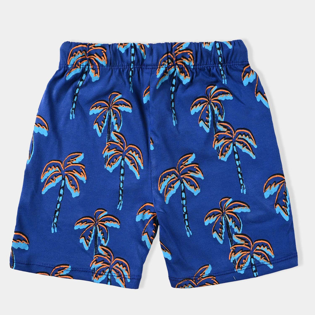 Boys Slub Jersey Short Palm Trees-True Navy