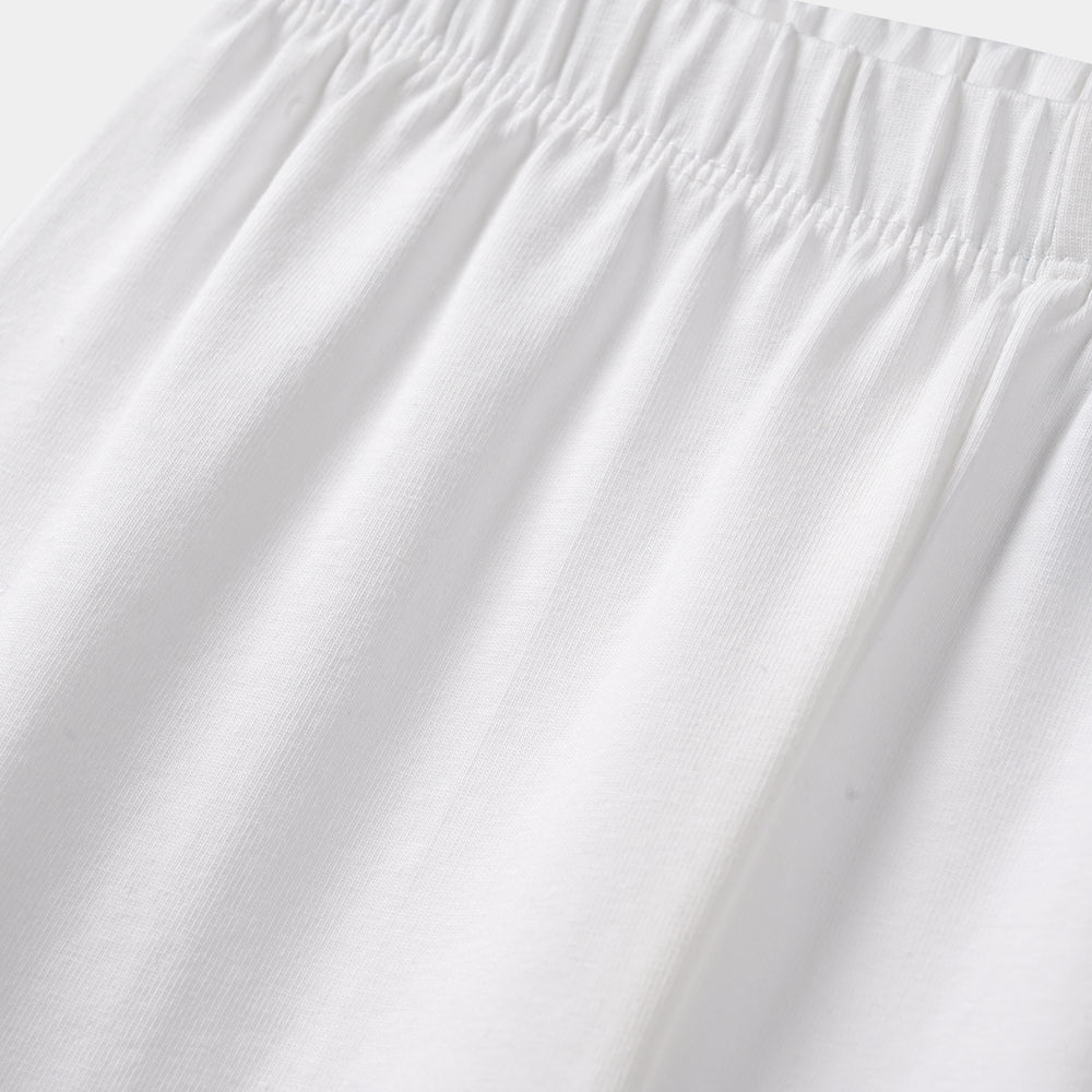 Girls Jersey/Terry Basic Tights-White