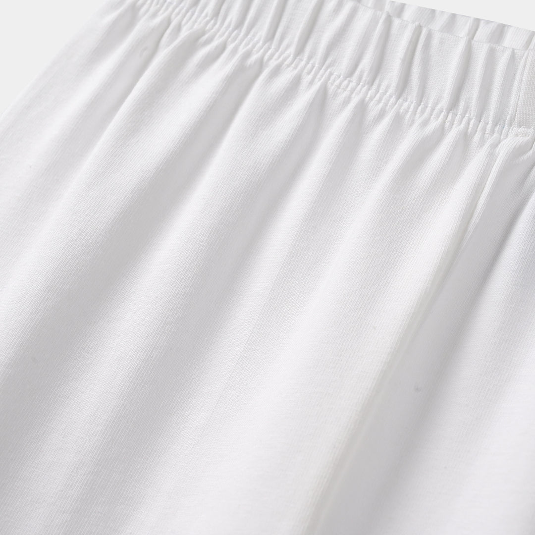 Girls Jersey/Terry Basic Tights-White