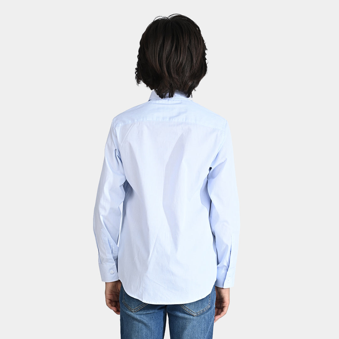 Boys Yarn Dyed Formal Shirt-Light Blue