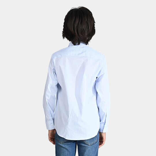 Boys Yarn Dyed Formal Shirt-Light Blue