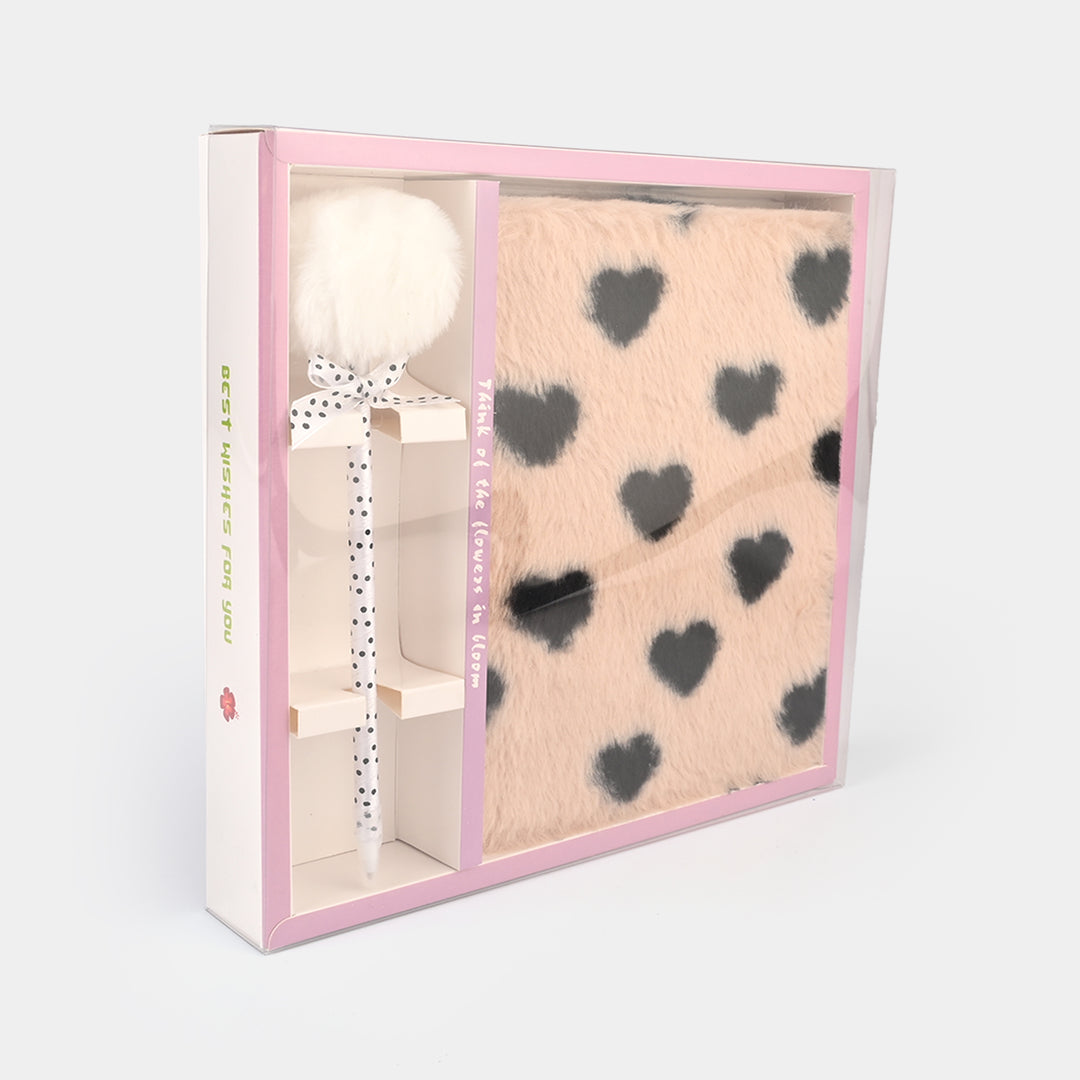 Diary Notebook Set with Pom-Pom Pen