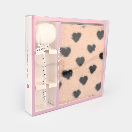 Diary Notebook Set with Pom-Pom Pen