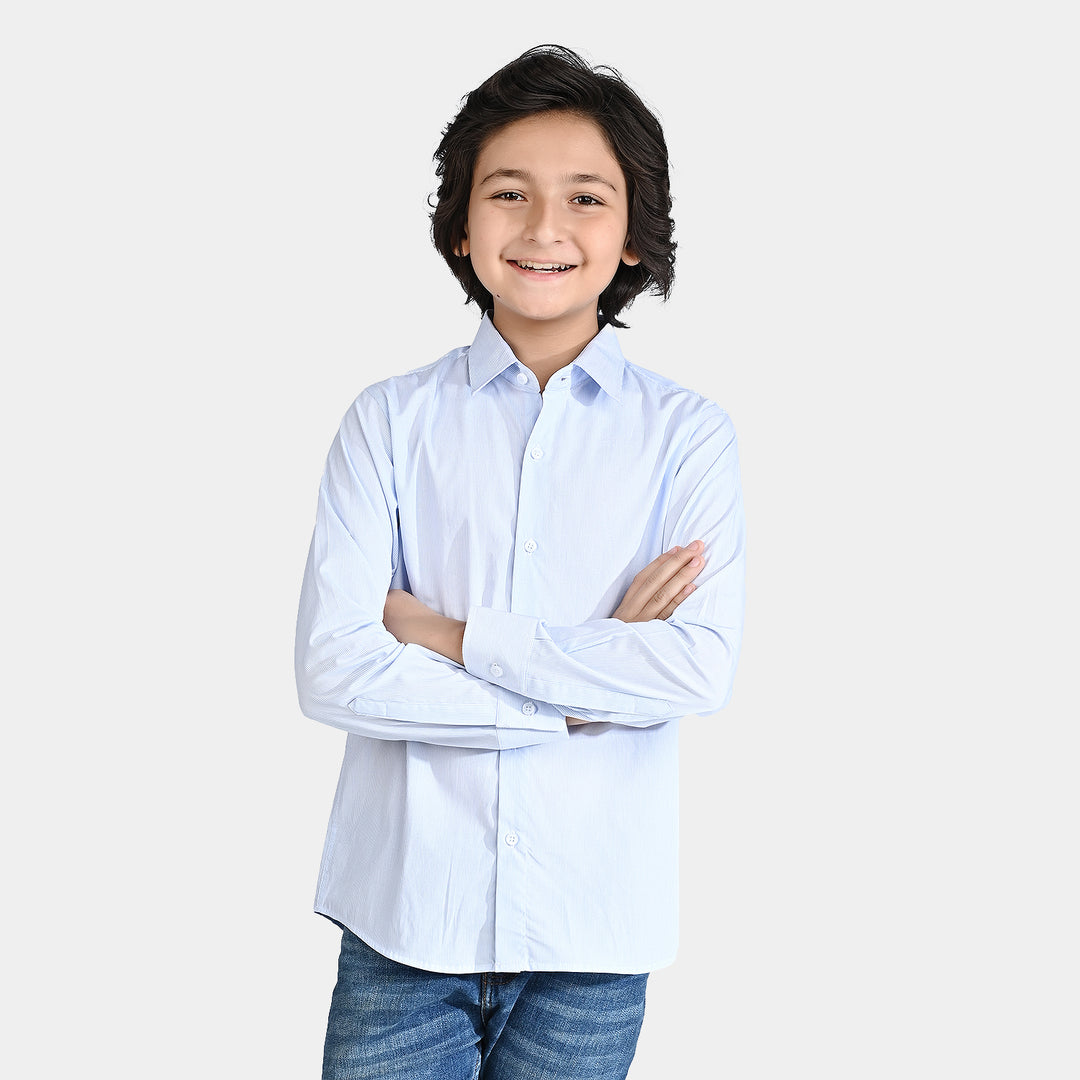 Boys Yarn Dyed Formal Shirt-Light Blue