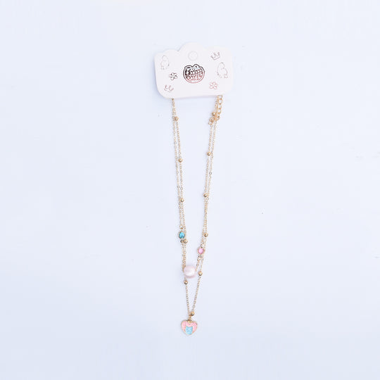 2-in-1 Chain Beads Heart Pendant Necklace