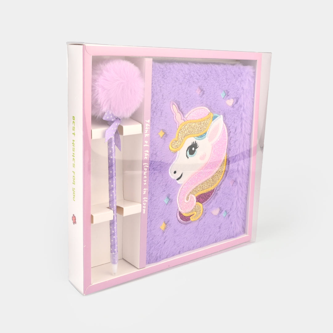 Diary Notebook Set with Pom-Pom Pen