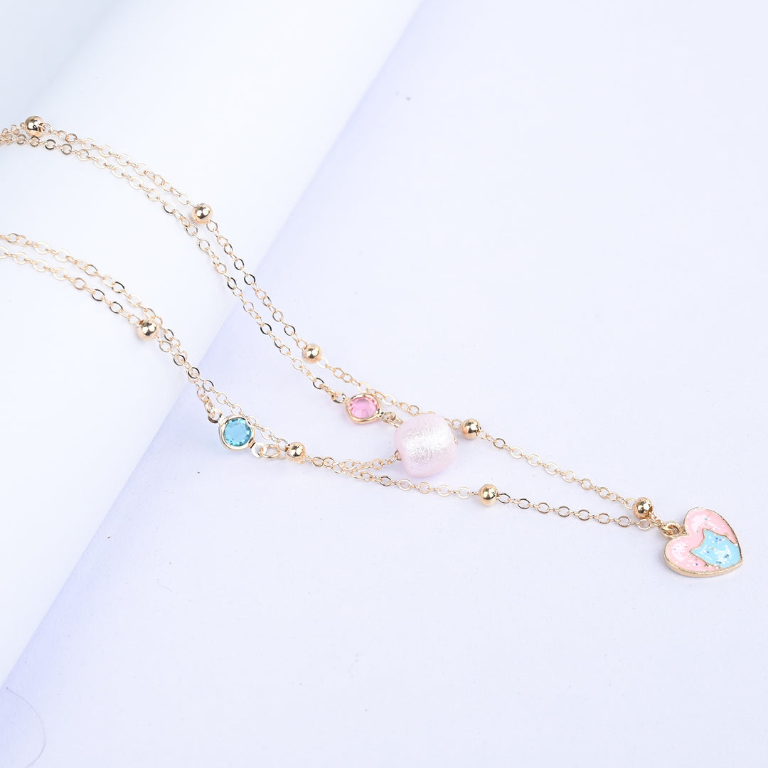 2-in-1 Chain Beads Heart Pendant Necklace