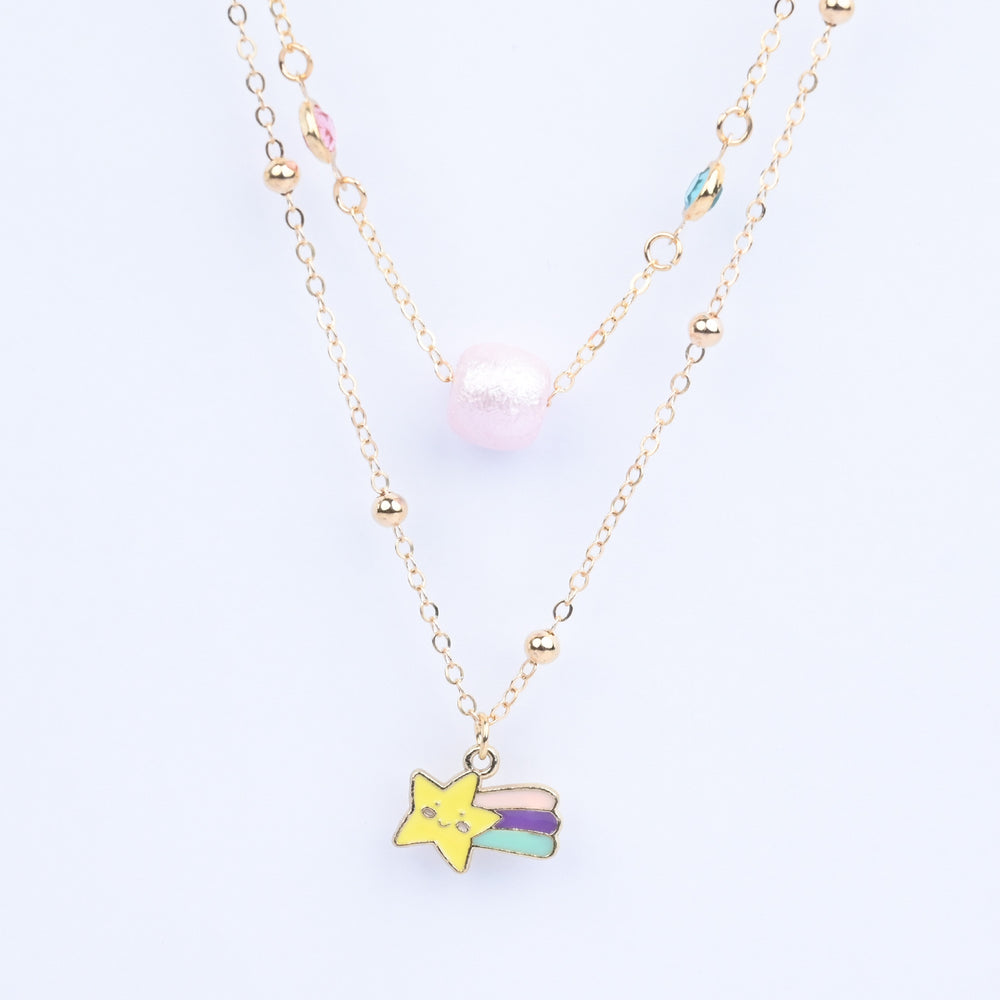 2-in-1 Chain Beads Star Rainbow Pendant Necklace