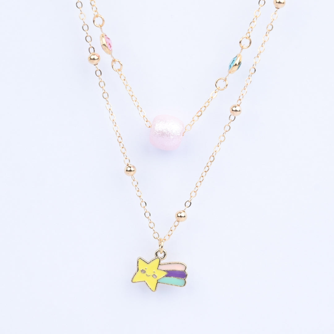 2-in-1 Chain Beads Star Rainbow Pendant Necklace