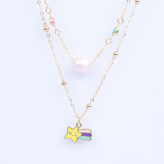 2-in-1 Chain Beads Star Rainbow Pendant Necklace