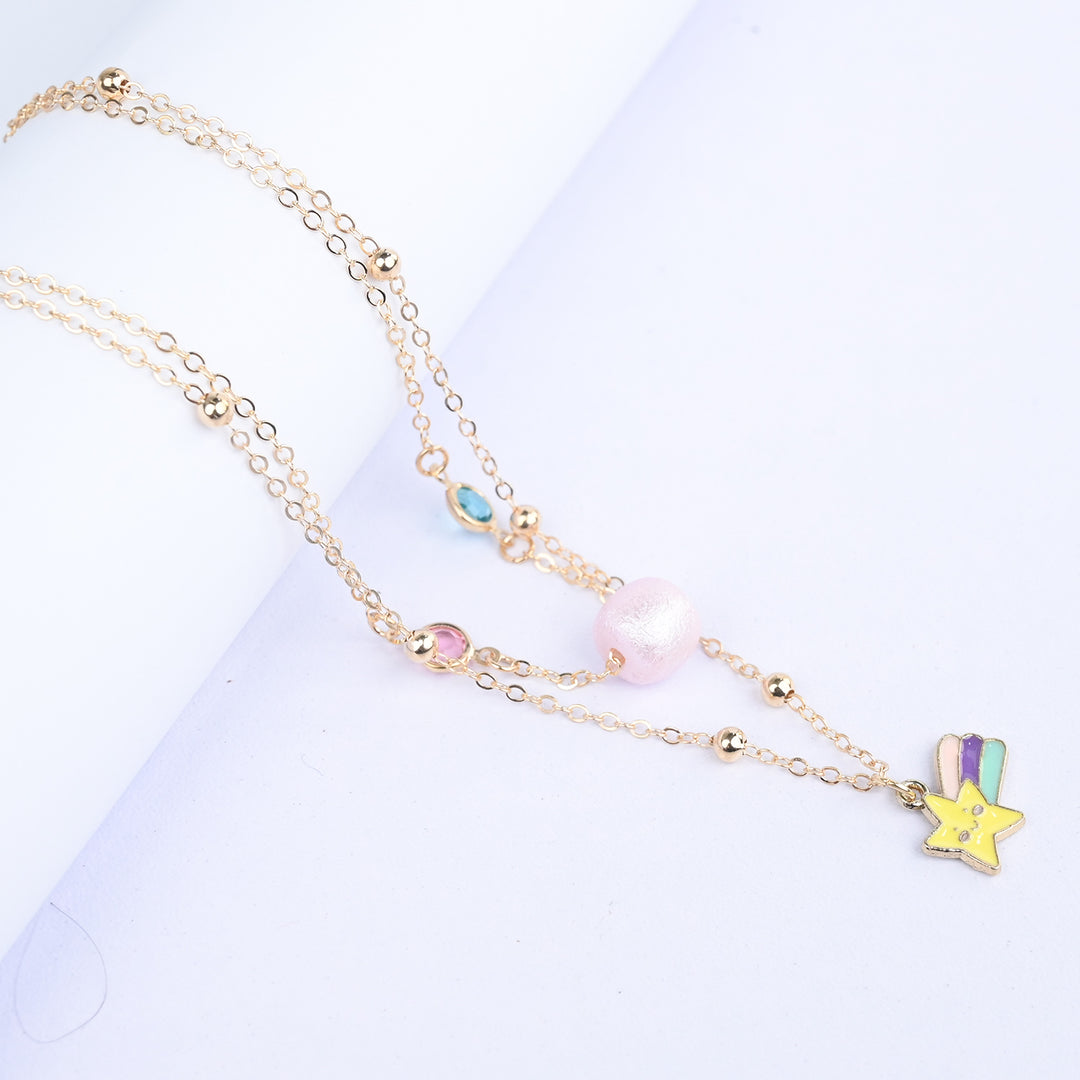 2-in-1 Chain Beads Star Rainbow Pendant Necklace